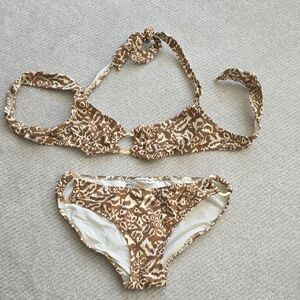 DVF Brown Leopard Print Bikini Set, size Xs